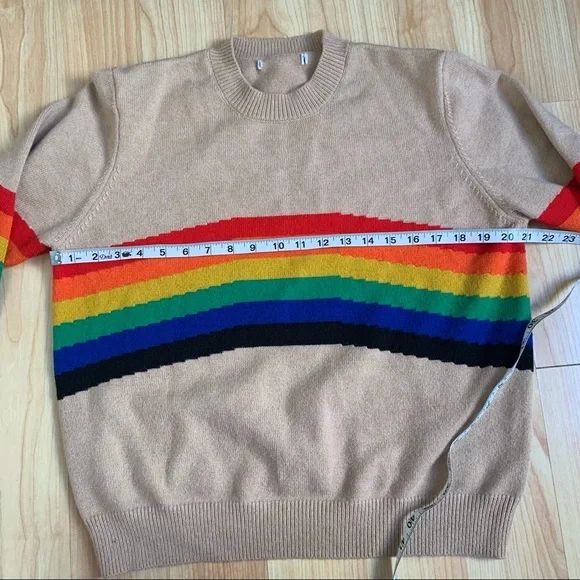 Young Fabulous & Broke S/M Small Medium Sweater Rainbow Crew Neck Pullover - Picture 3 of 7